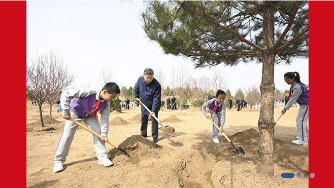 习近平在参加首都义务植树活动时强调：为山川大地增添锦绣 让中国式现代化底色更加亮丽